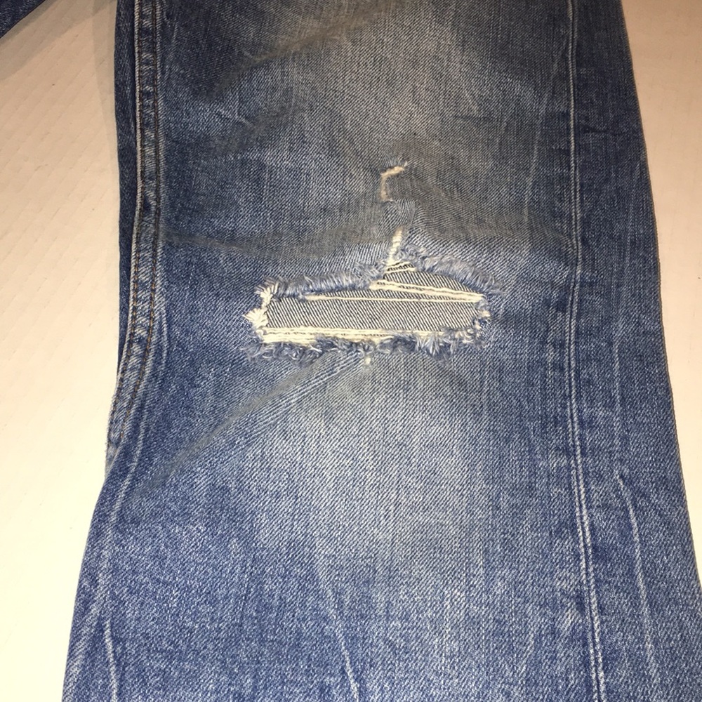 The Slim Boyfriend In Valley Blue Distressed Denim Jeans - Picture 3 of 8